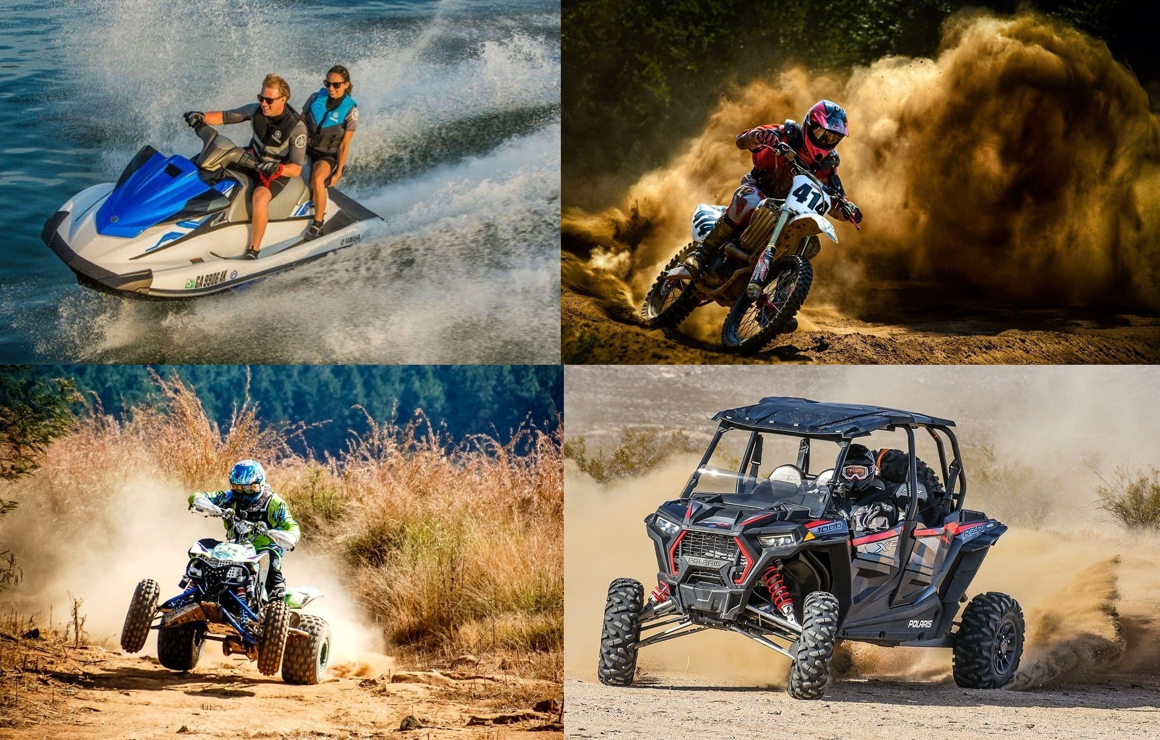 ATV, dirt bike, jet ski, and UTV riders in the Arizona desert